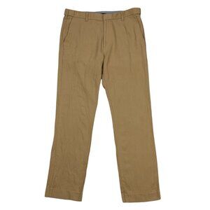 Patprimo Chino Pants With Waistband Details 32 Beige Tan Slim Fit Flat Front